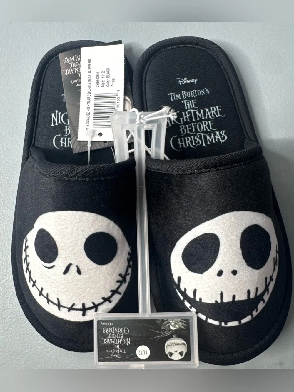 The nightmare before Christmas jack skellington slip-on sole grip slippers 11/12